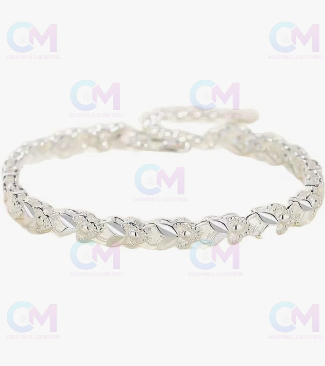 PULSERA DE PLATA DE LEY 925 CON ESLABONES DE CORAZON INFINITO 